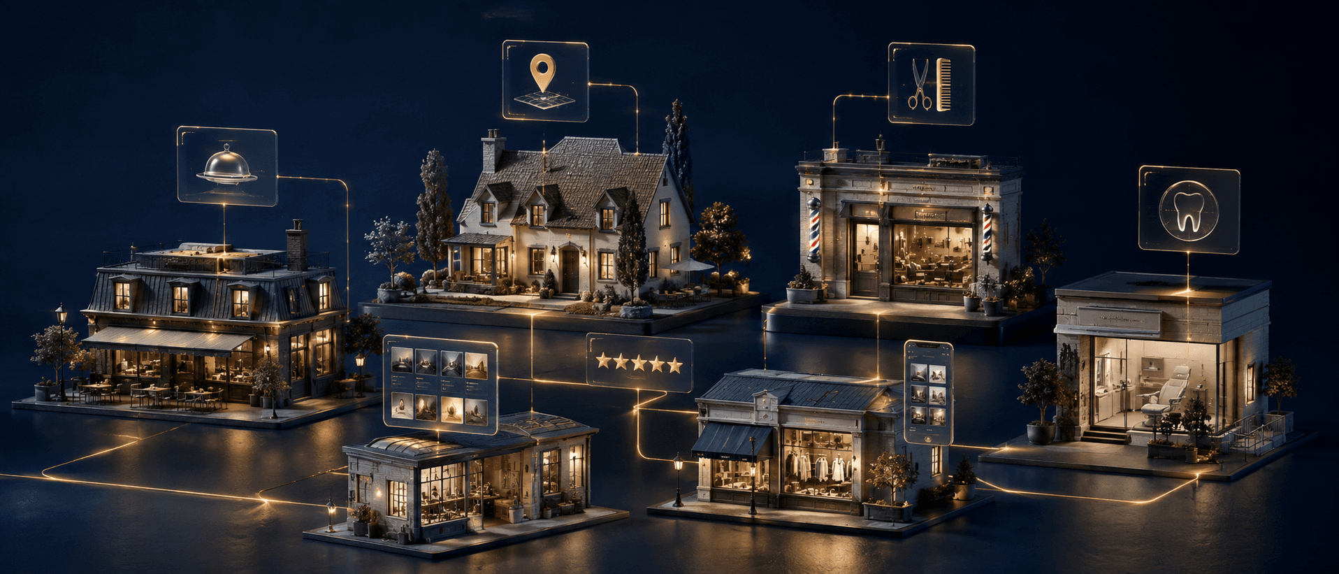 Ville miniature réunissant commerces, restaurants, gîtes, artisans et indépendants connectés