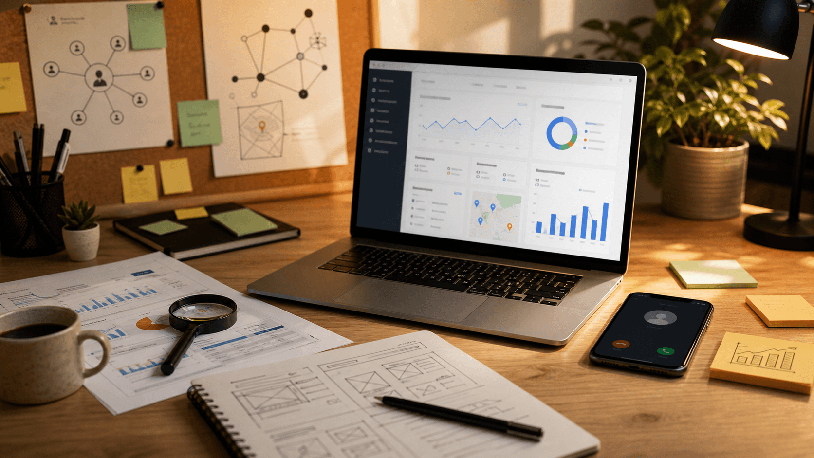 Audit SEO local et stratégie digitale sur un bureau