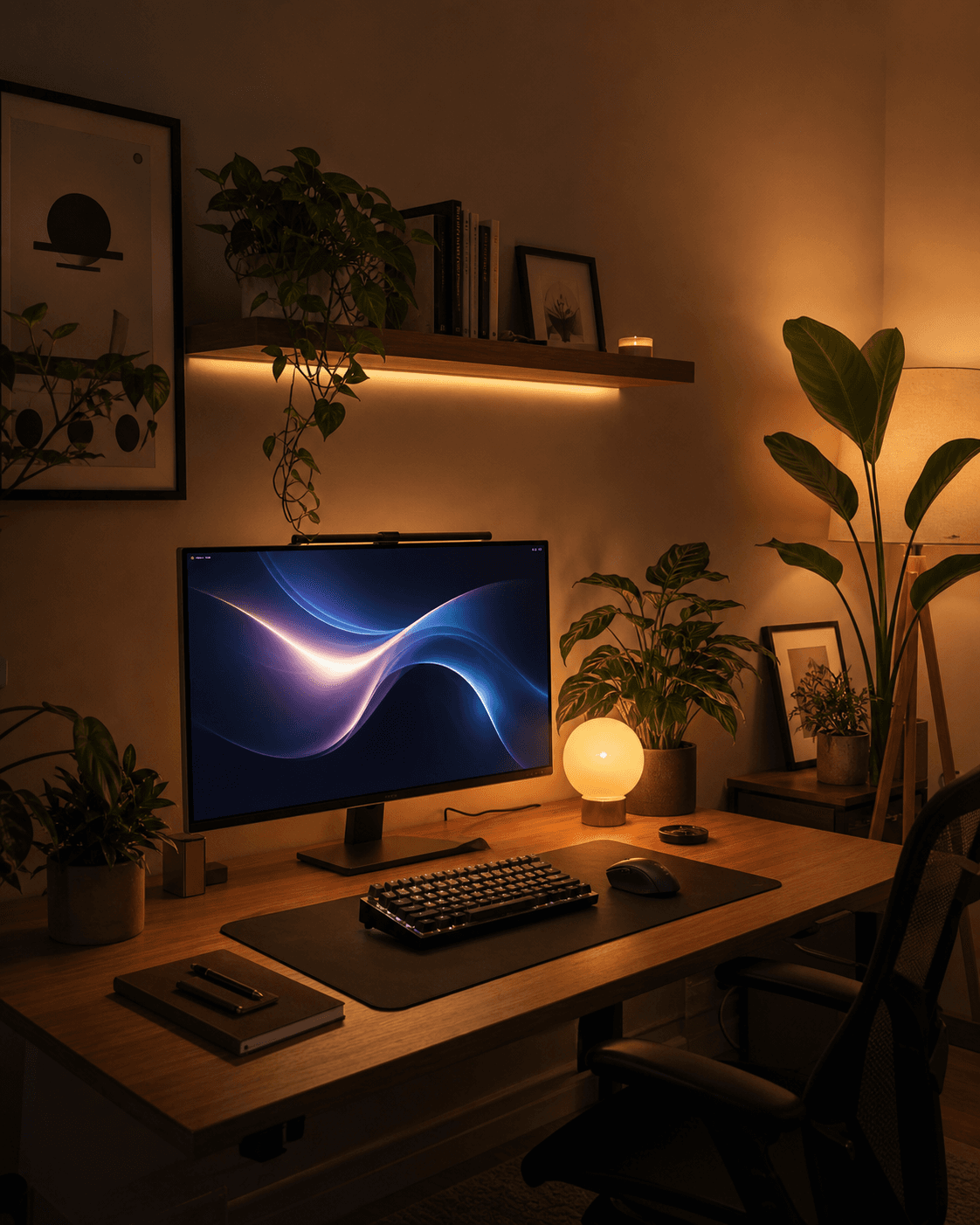 Bureau chaleureux de développeur web